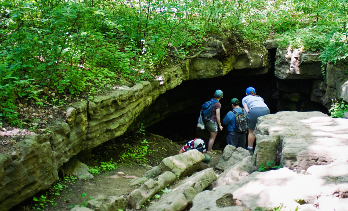 Exploring Eramosa Karst Conservation Area near Hamilton Ontario.