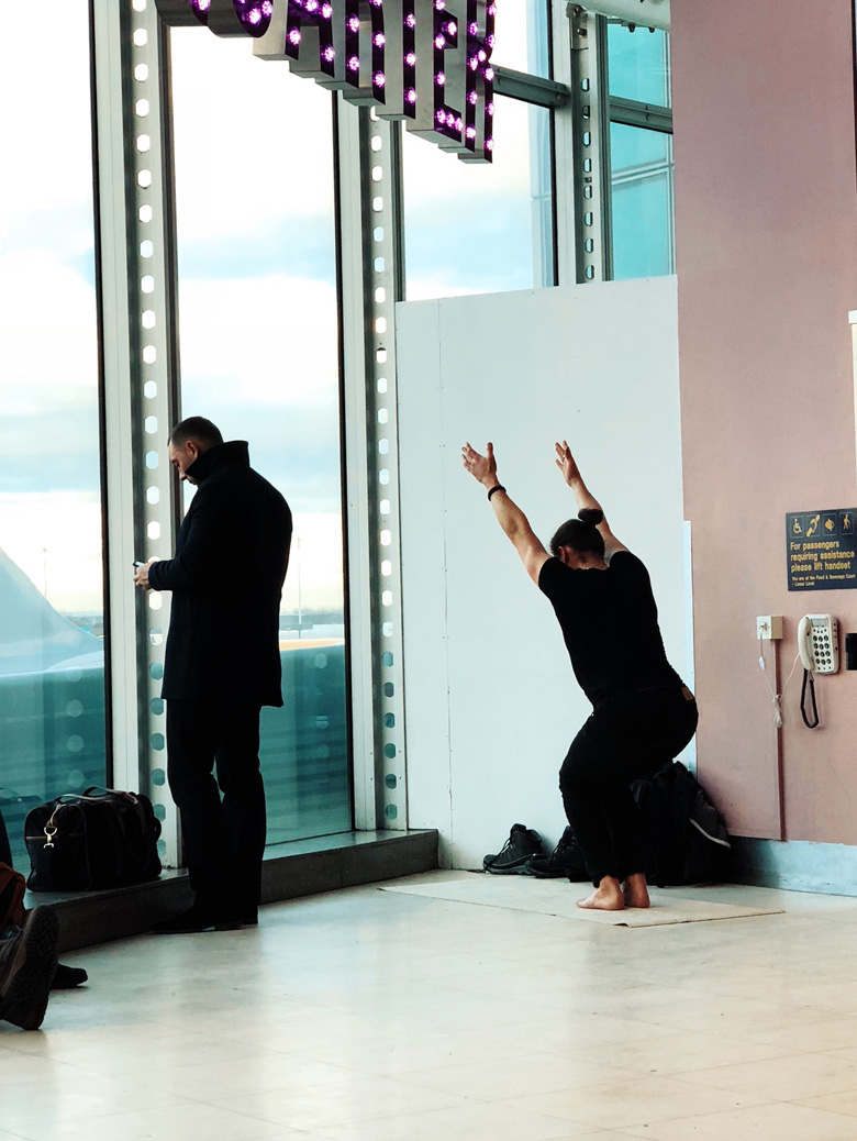 Thing do to while waiting for a flight - yoga stretches