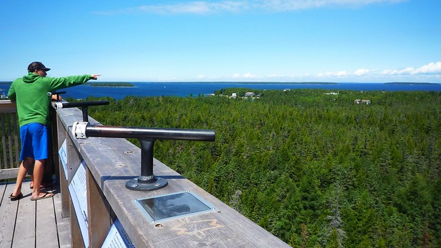 The view from the fire tower overlooking the Bruce Peninsula. 