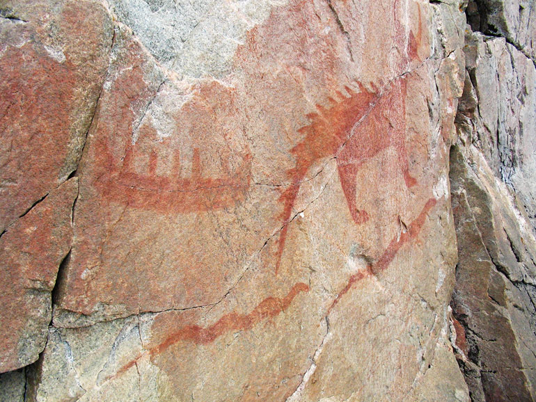 The pictographs by First Nations peoples at Lake Superior Provincial Park. 