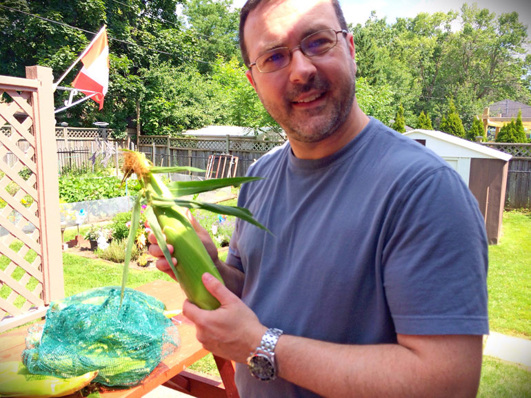 Shucking corn - road trip through Southern Ontario food markets