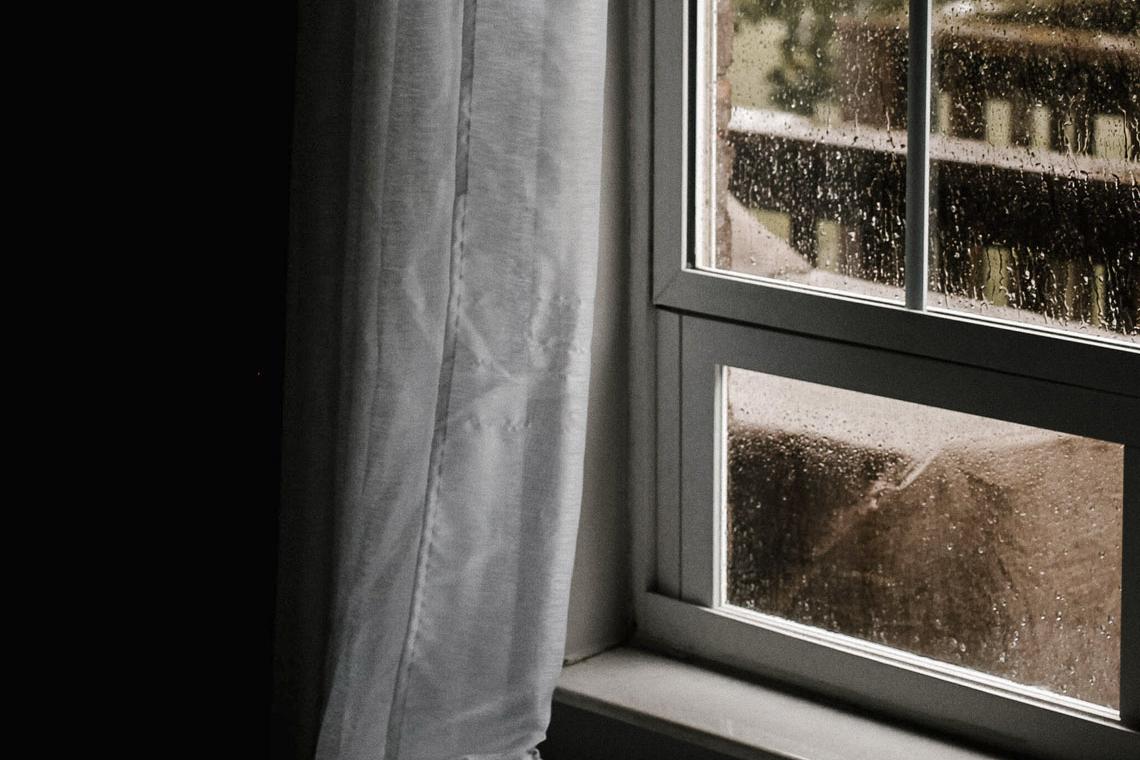 Window with rain on the glass.